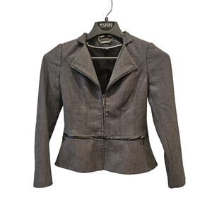 WHBM WHITE HOUSE BLACK MARKET SIZE 00 Zip up BLAZER JACKET GRAY/ BLACK